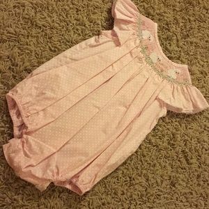 Smocked little girl baby romper